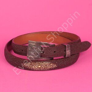 Vintage Pat Areias Belt Mens 40 Brown Genuine Stingray 925 Sterling Silver